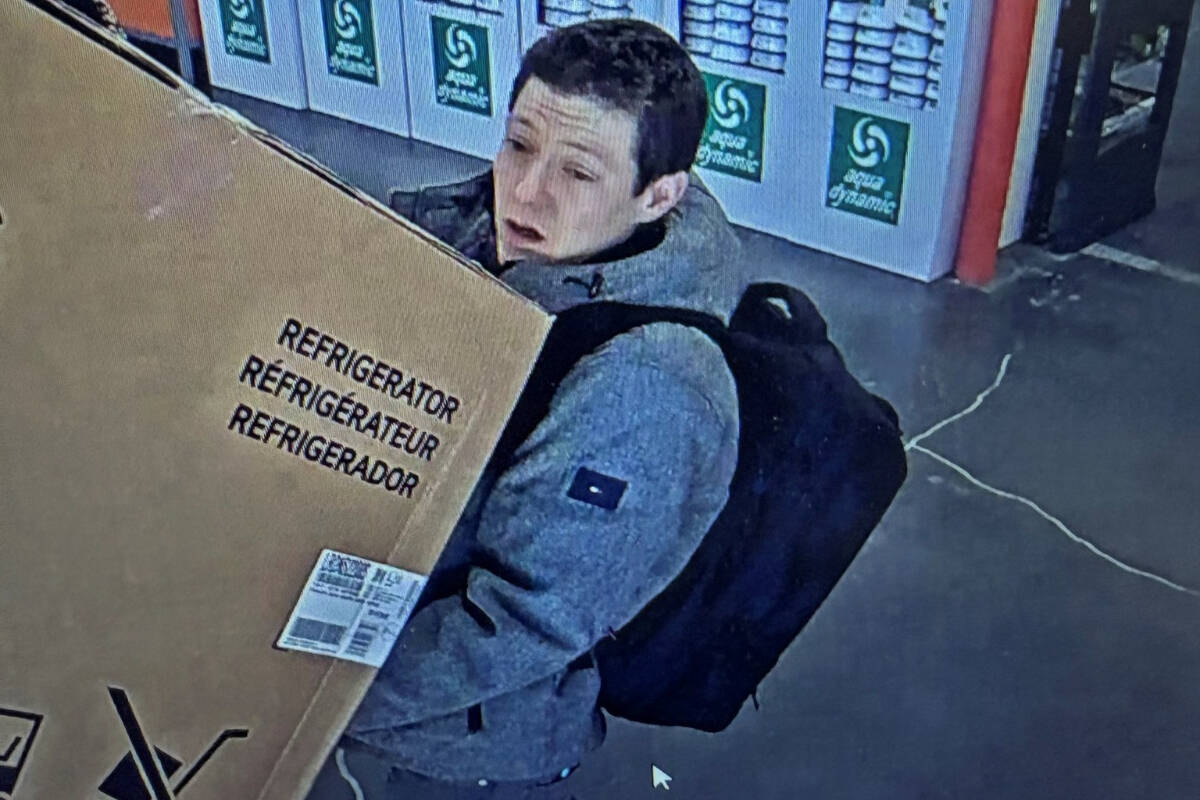 West Shore RCMP seek man who walked out of Langford shop with a fridge