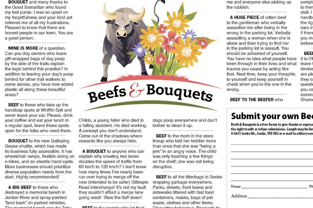 Sooke News Mirror’s Beefs and Bouquets
